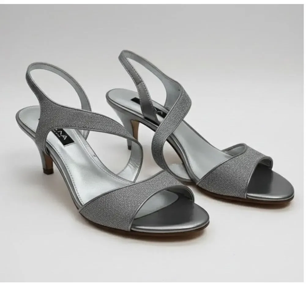 Nina Heels 10M EU 40 Silver Strappy
